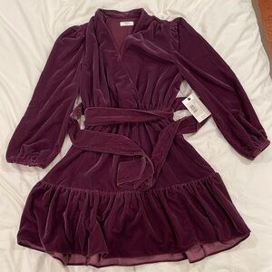Velvet purple dress, size S, brand new, never worn with tag